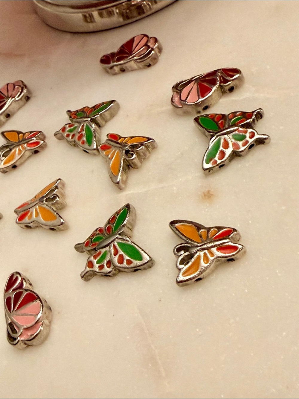 12 Butterfly Bracelet Charms - Preloved Multicolor Enamel (Great for Crafters) - Picture 5 of 6